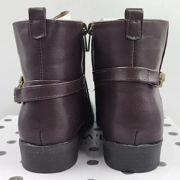 Nine West Amara Bootie Little Girls 2M Brown Almond Toe Block Heel Zip Closure~ - Picture 11 of 15